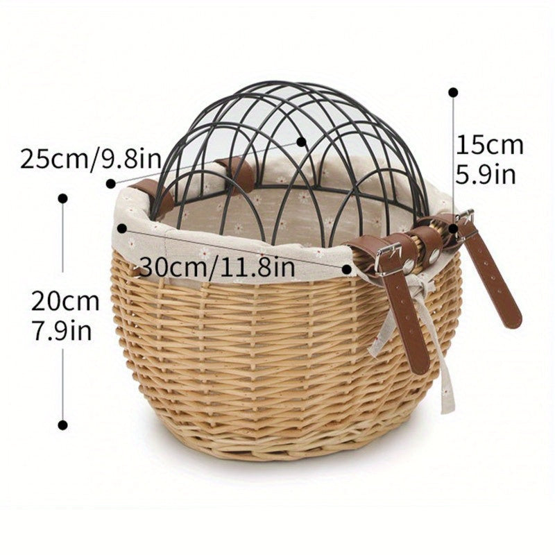 Panier vélo vintage en osier avec grille pour Chien
