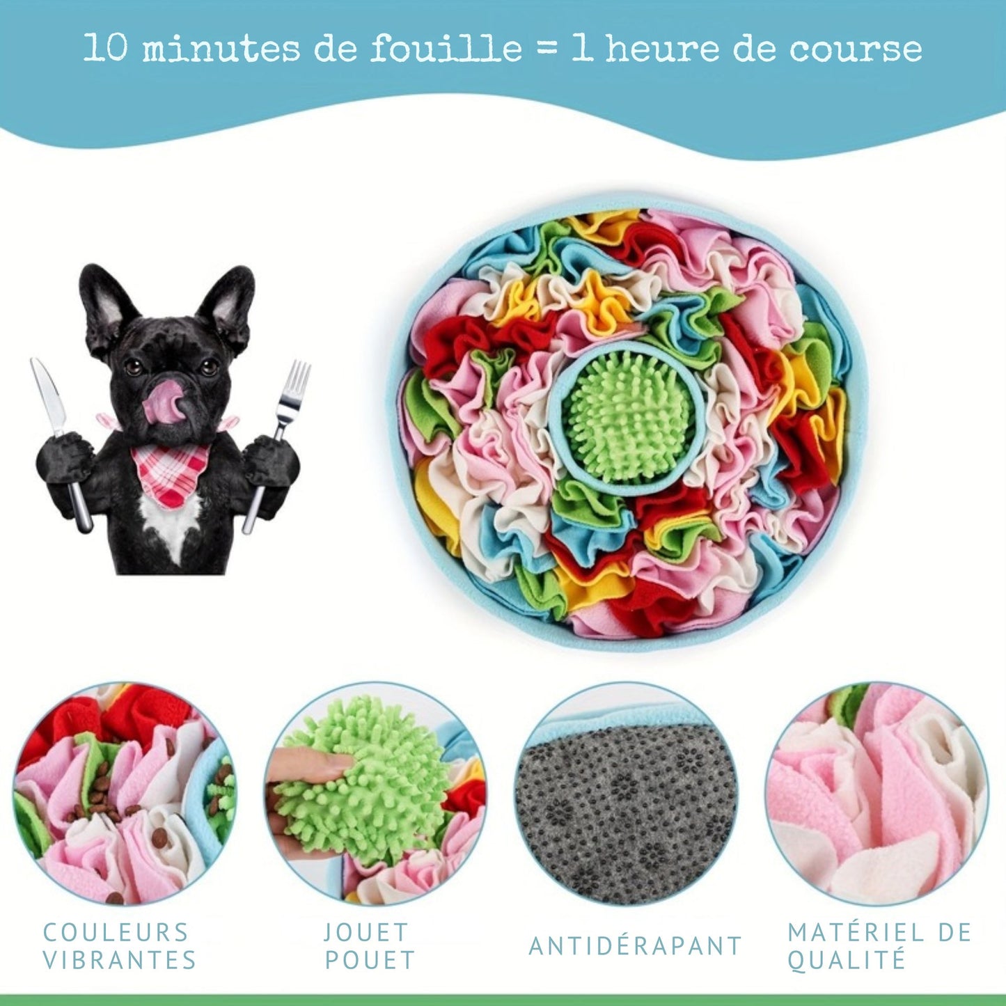 Tapis de Fouille Rond Multicolore pour Chien
