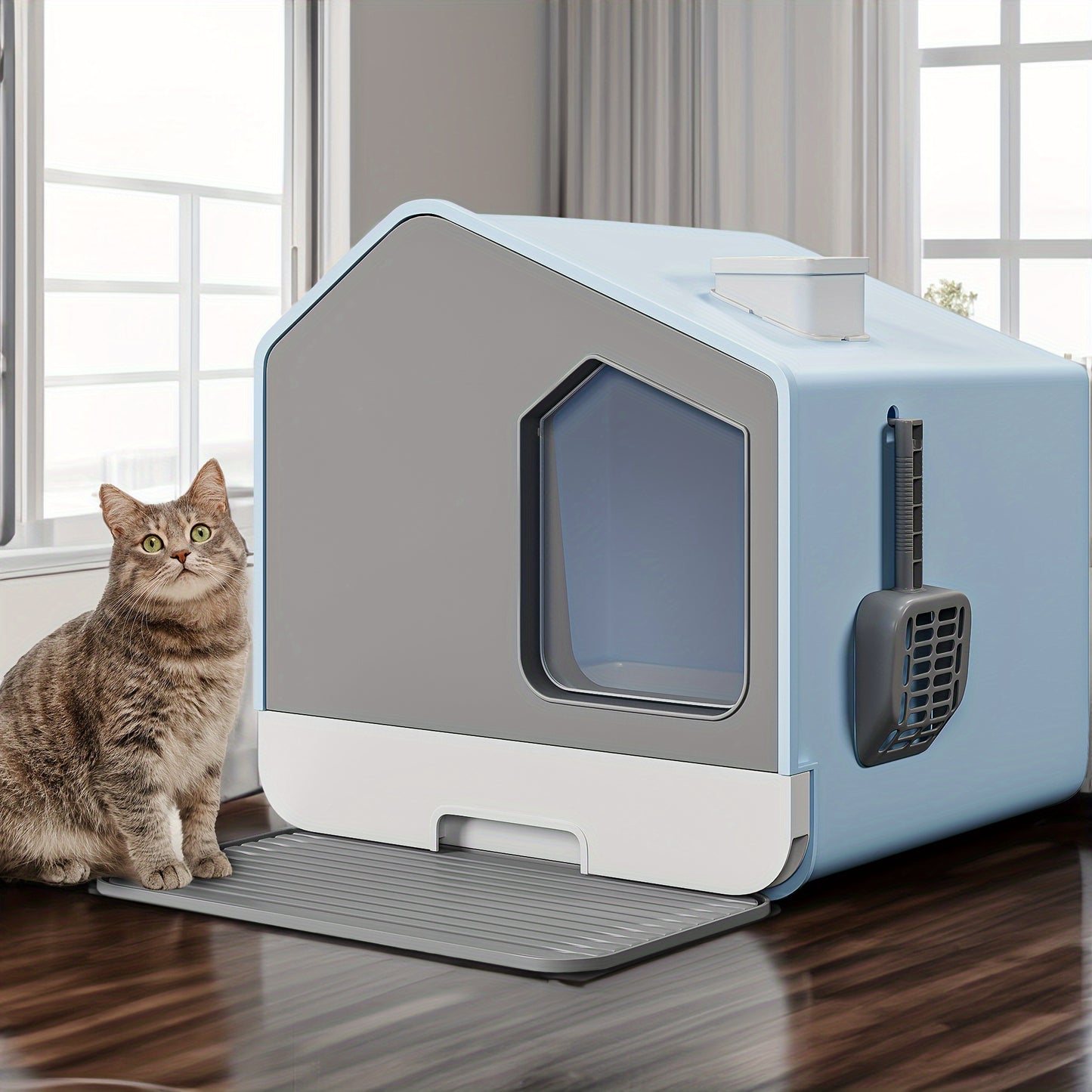 Maison de Toilette Fermée en Silicone et PP avec Tapis et Pelle