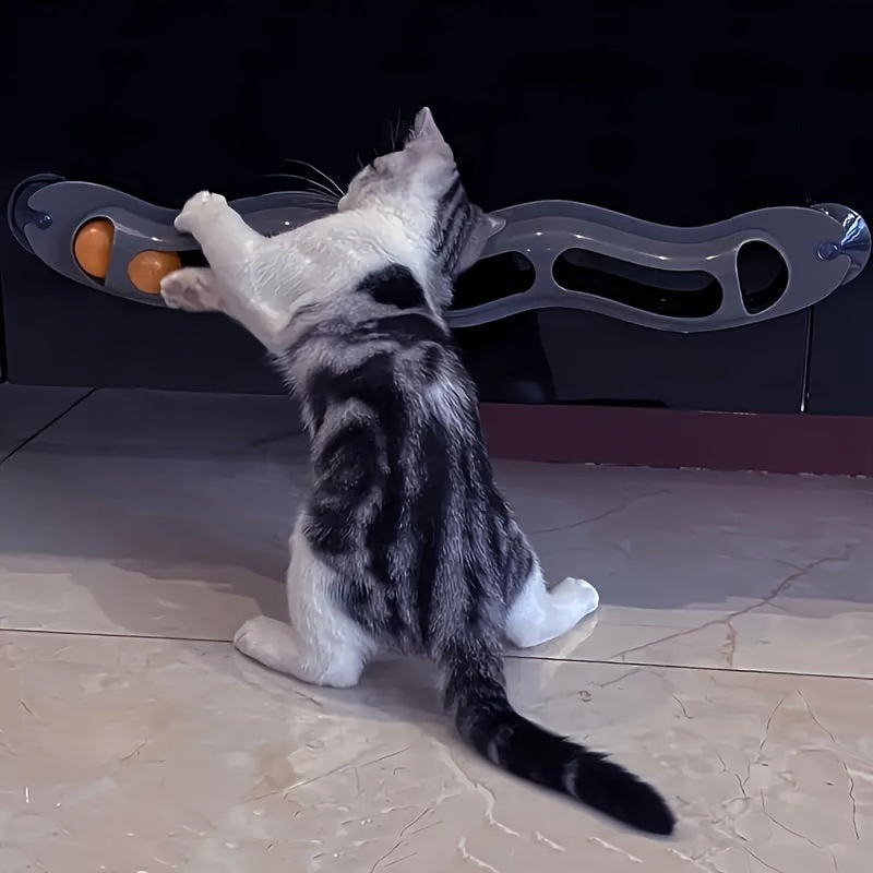 Jouet de Fenêtre Ondulé avec Balles pour Chat