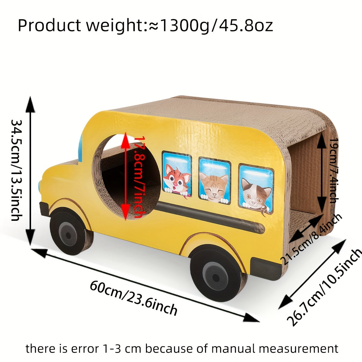 Bus Scolaire en Carton avec Griffoir pour Chat