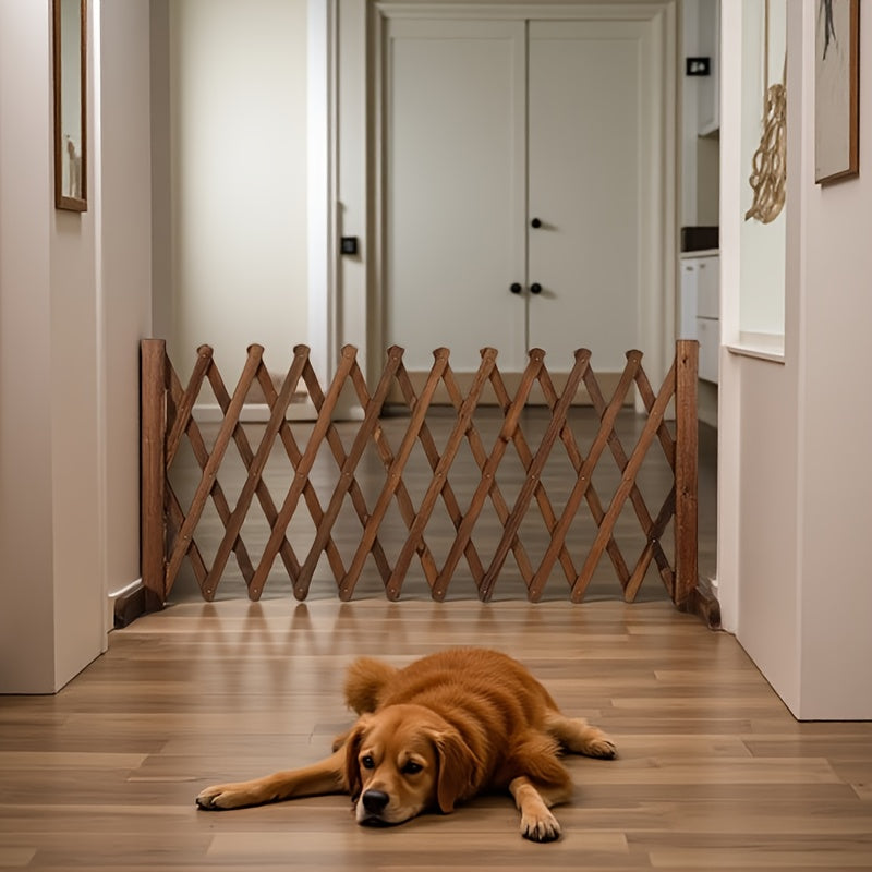 Barrière Extensible en Bois Naturel pour Chiens – Plusieurs Tailles