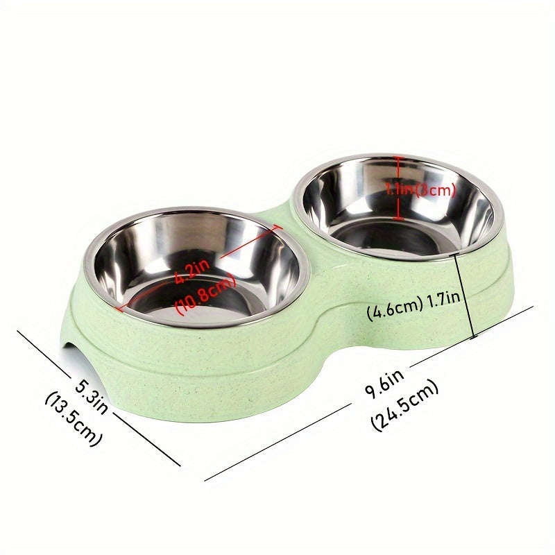 Gamelle Double Antidérapante Inox pour Chiens et Chats – 120ml