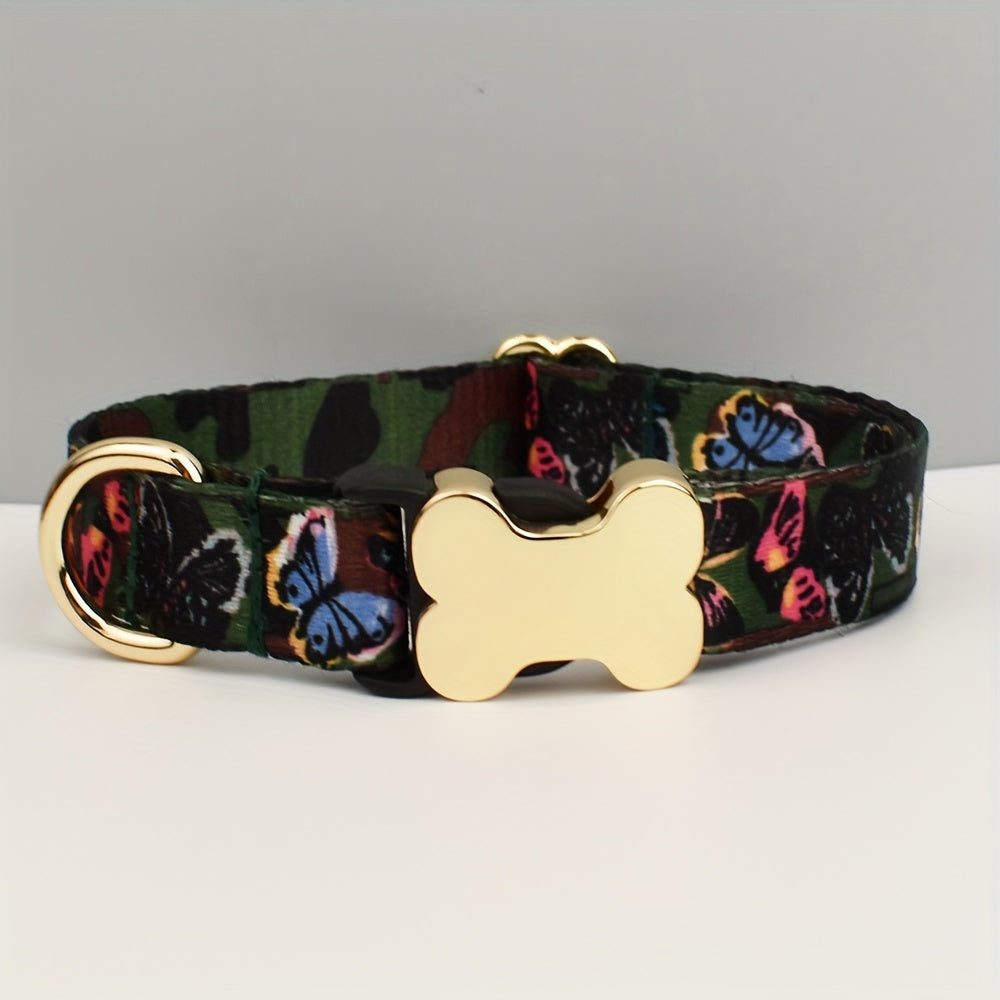 Collier pour Chien à Motif avec Boucle Os Dorée