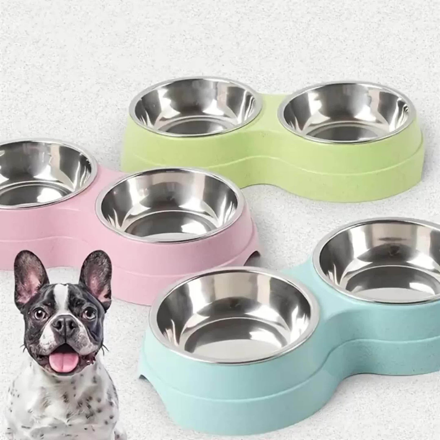 Gamelle Double Antidérapante Inox pour Chiens et Chats – 120ml