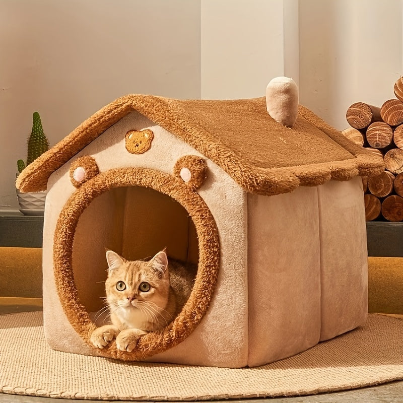 Maison en peluche style chalet pour chien et chat
