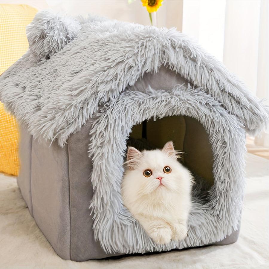 Maison douillette en forme de chalet pour chat et petit chien