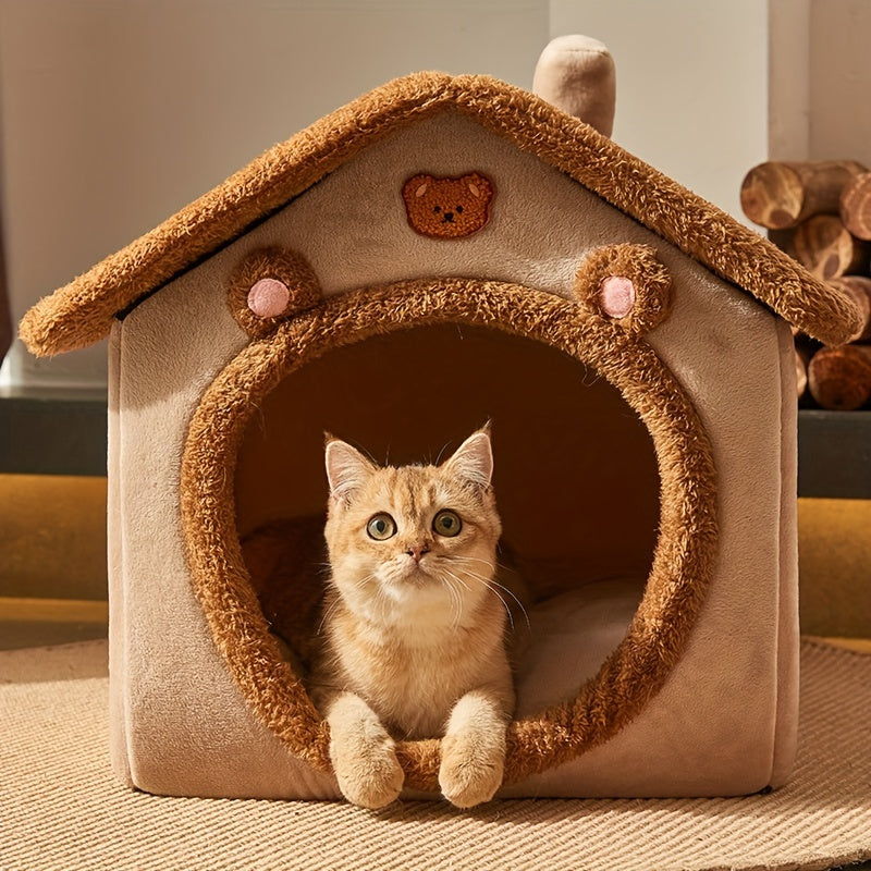 Maison en peluche style chalet pour chien et chat