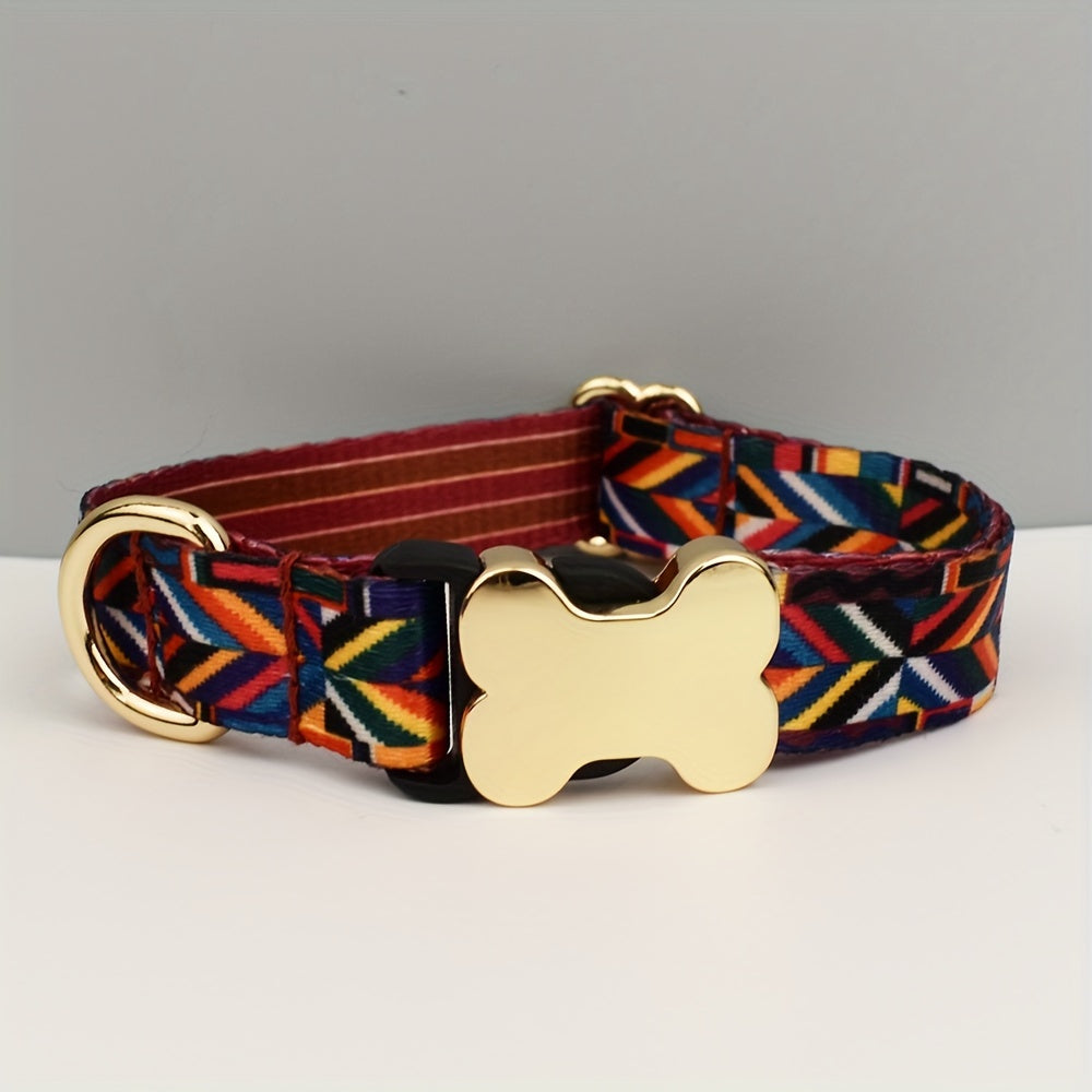 Collier pour Chien à Motif avec Boucle Os Dorée