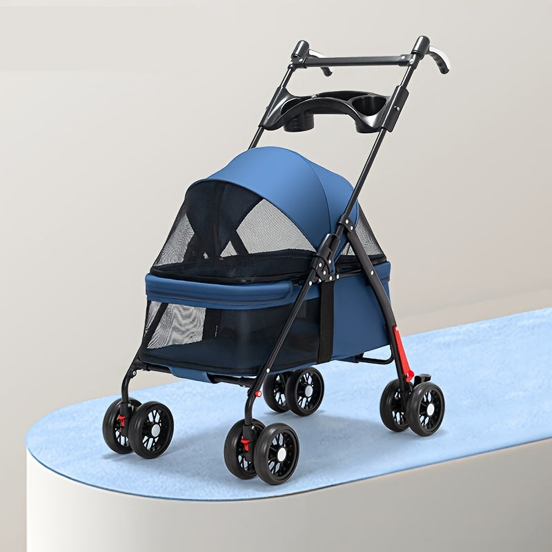 Poussette Pliable 4 Roues pour Petits à Moyens Chiens