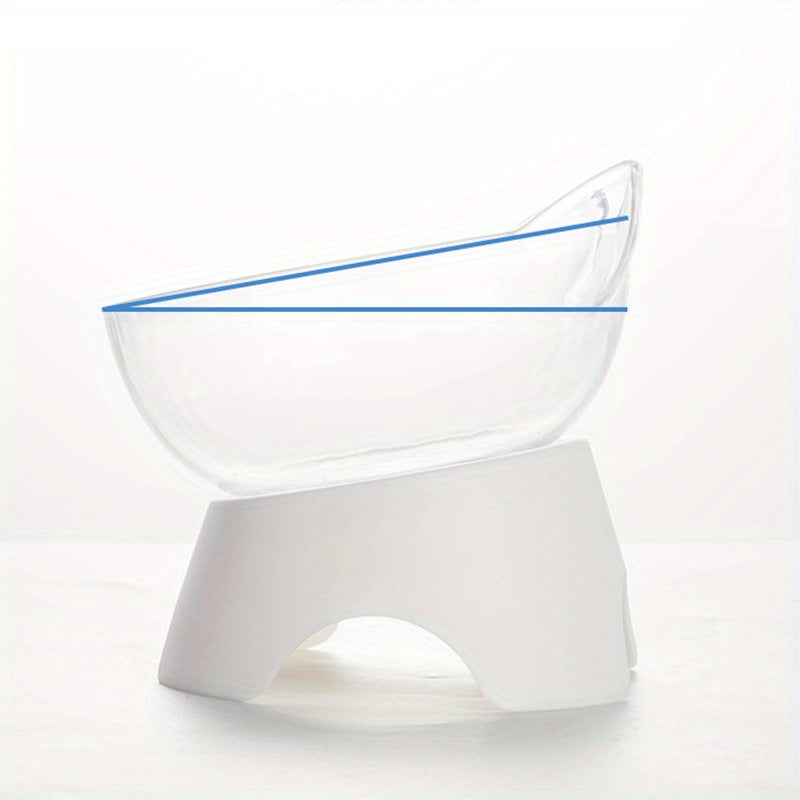 Gamelle Unique Inclinée Transparente Surélevée pour Chats – 13 cm