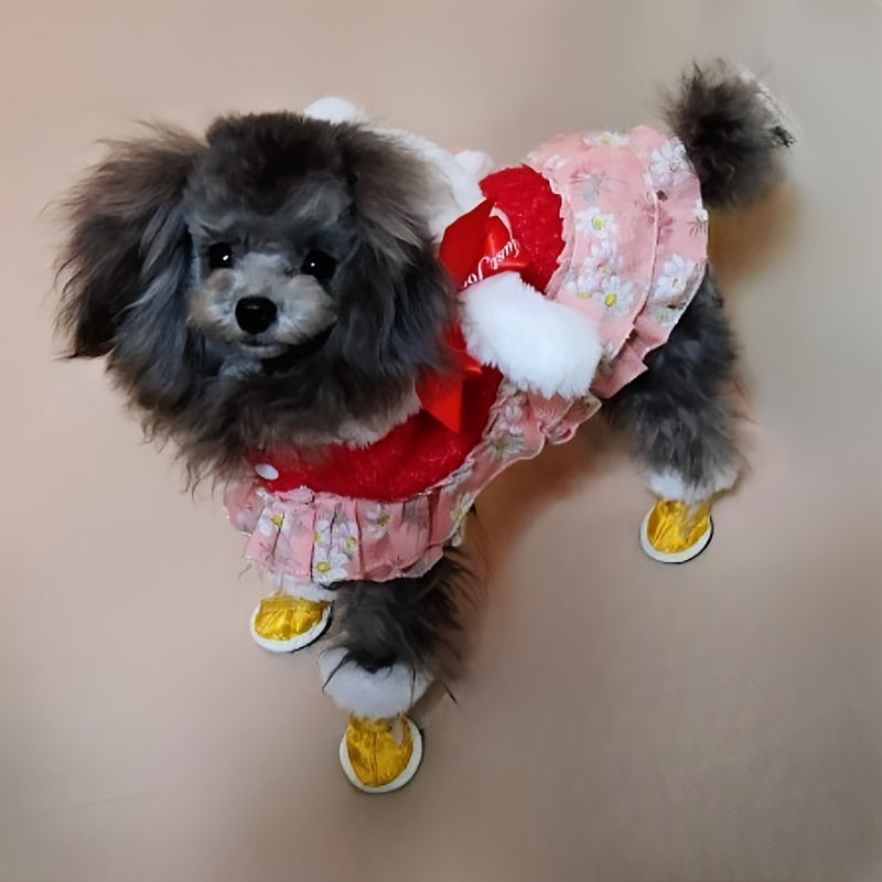 Bottines Hiver Style Tang pour Chiens et Chats – Chaussures Festives Doublées en Velours