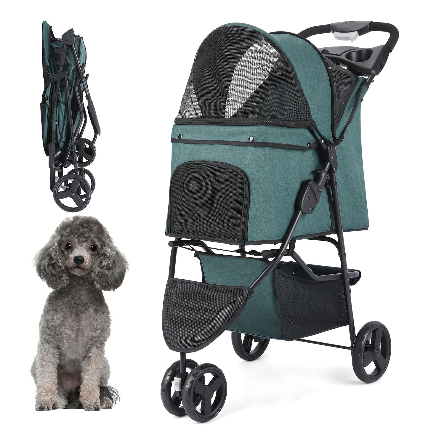 Poussette pour Chien et Chat avec Rangement Intégré