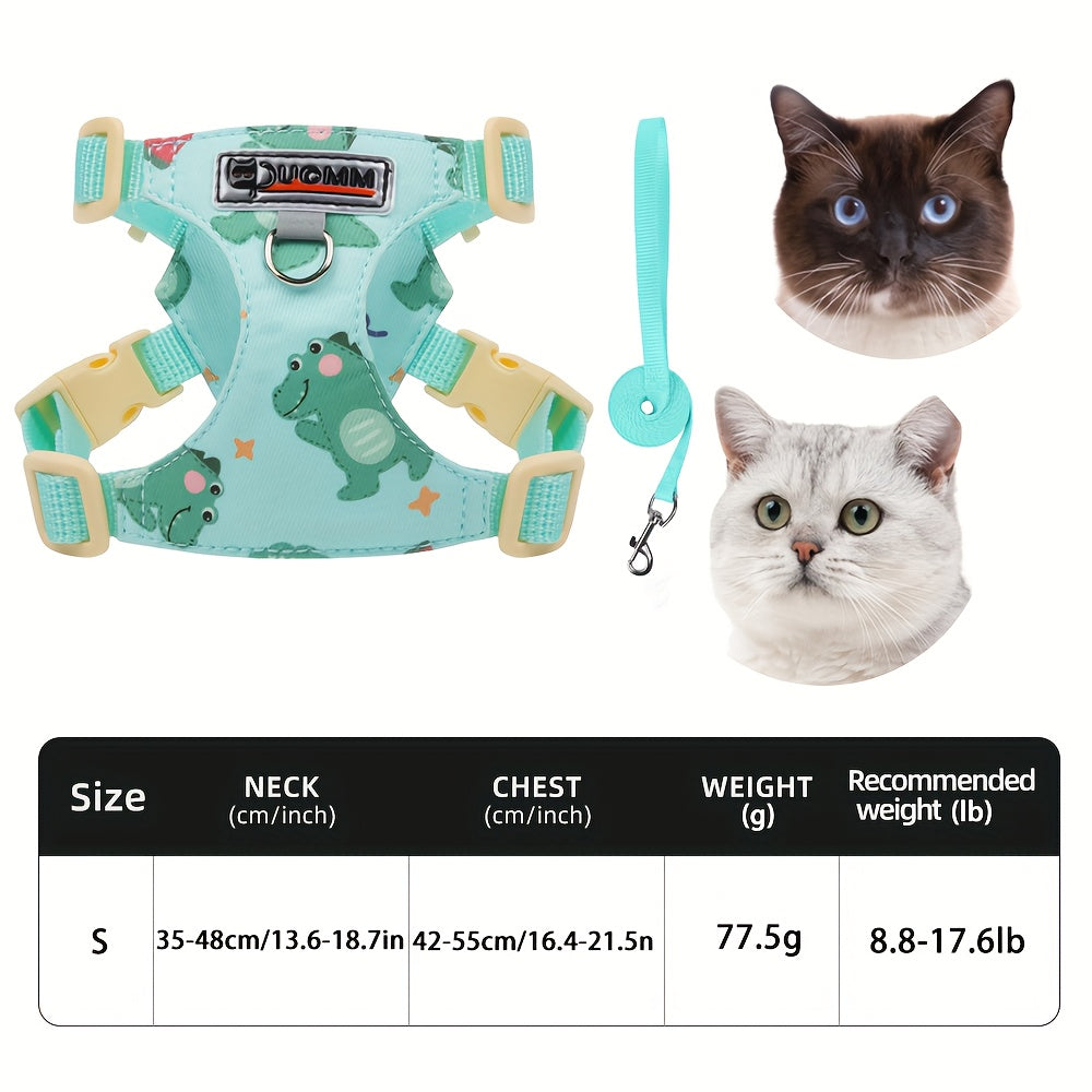 Harnais Imprimé Confortable avec Laisse pour Chats