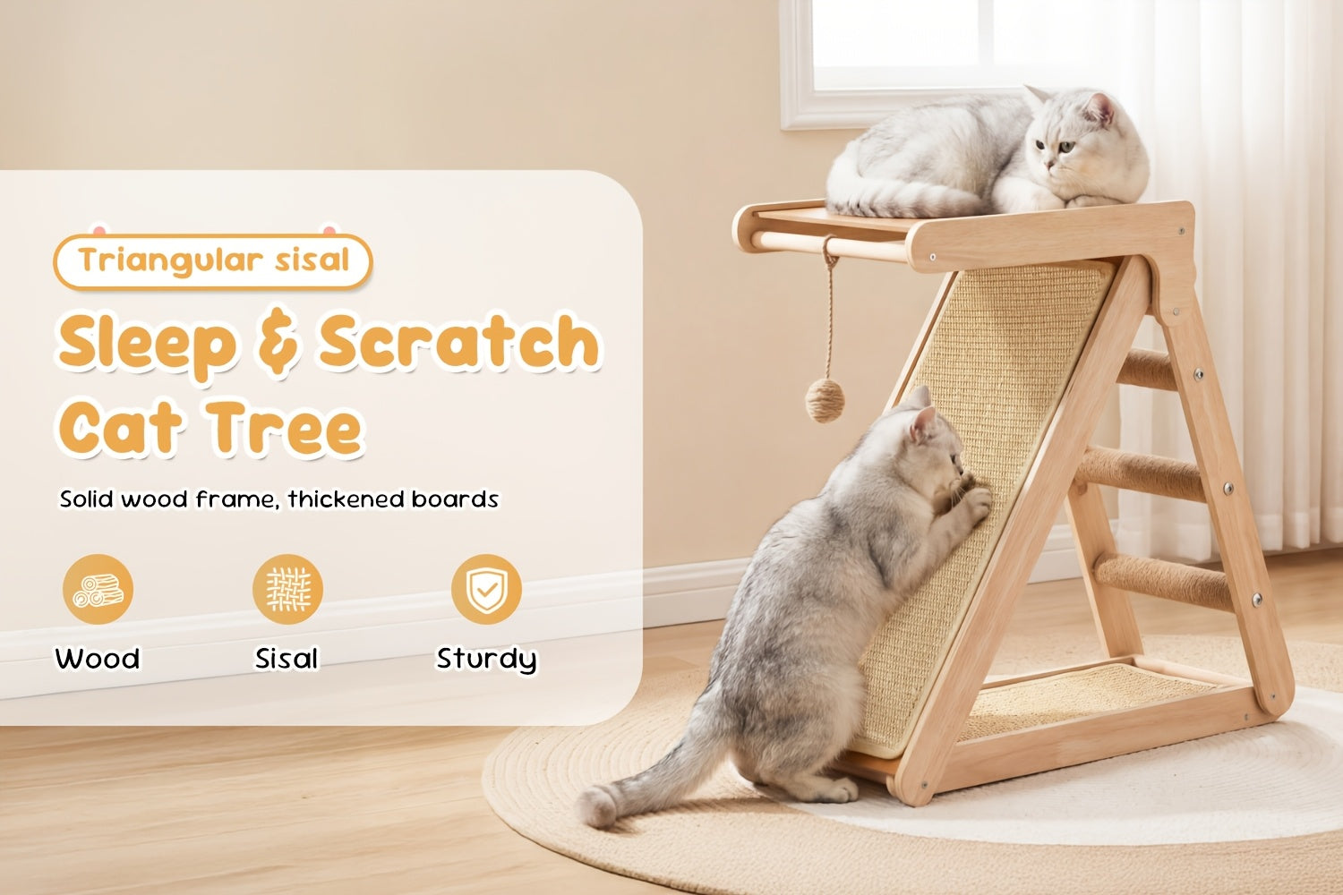Griffoir pour chat avec plateforme d'escalade, poteau, plan incliné ou tapis selon le modèle