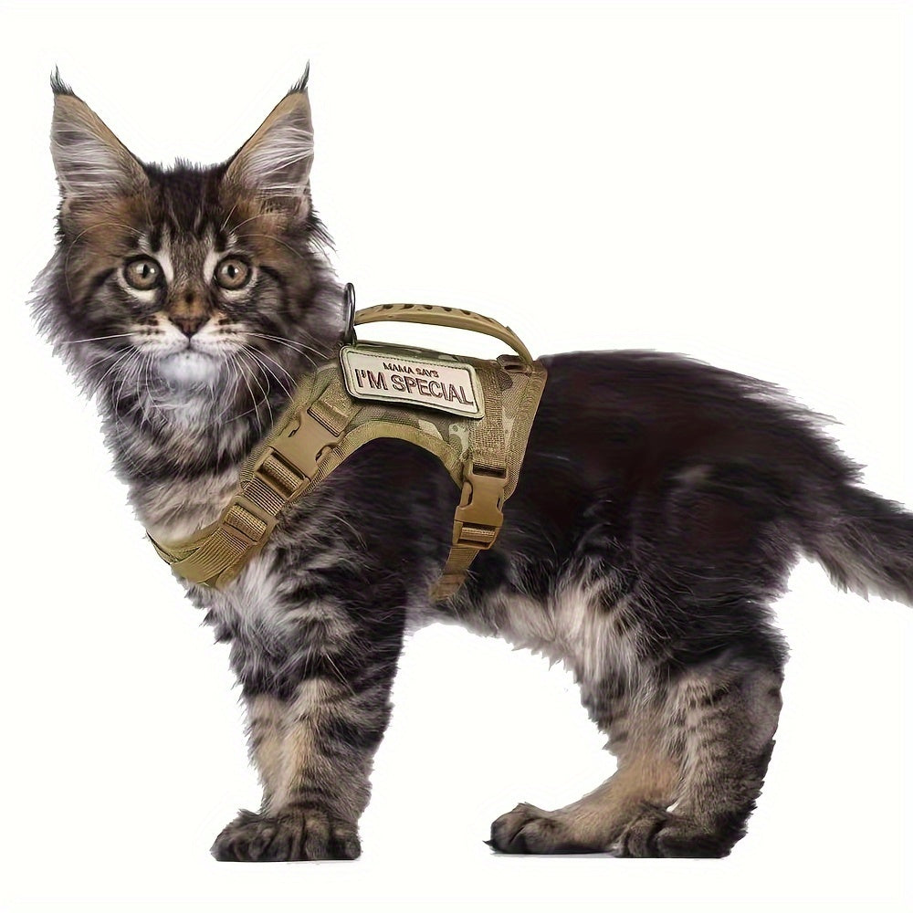 Harnais Tactique Réglable pour Chat avec Poignée de Contrôle