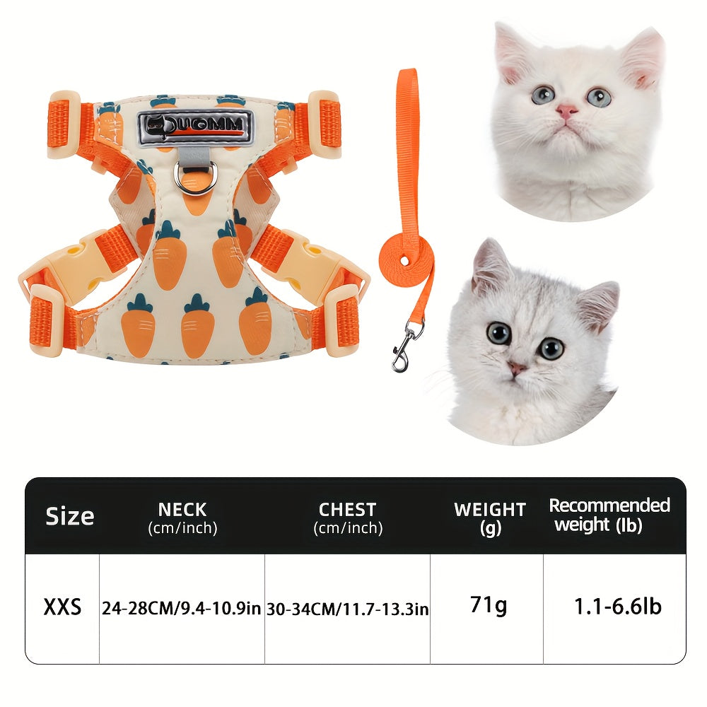Harnais Imprimé Confortable avec Laisse pour Chats