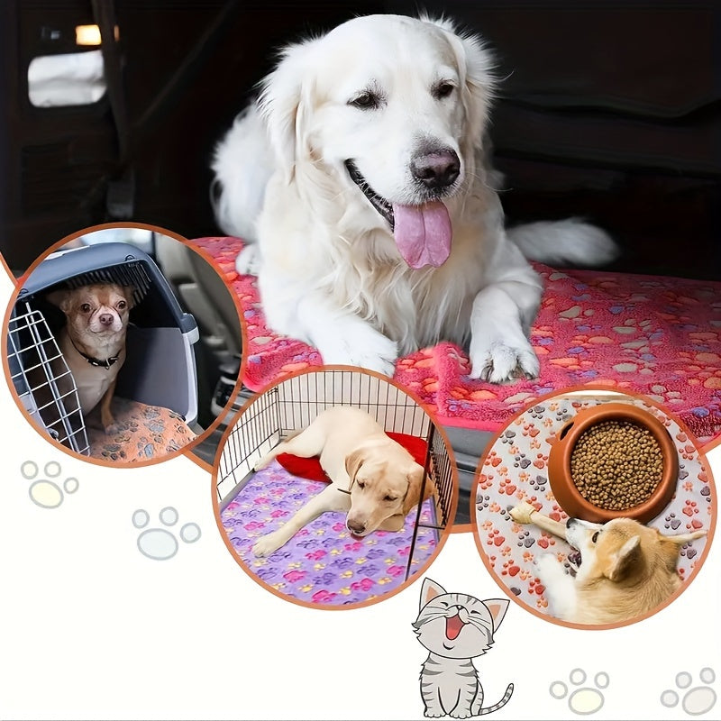 Lot de 8 Couvertures Flanelle Motif Pattes pour Chiens et Chats