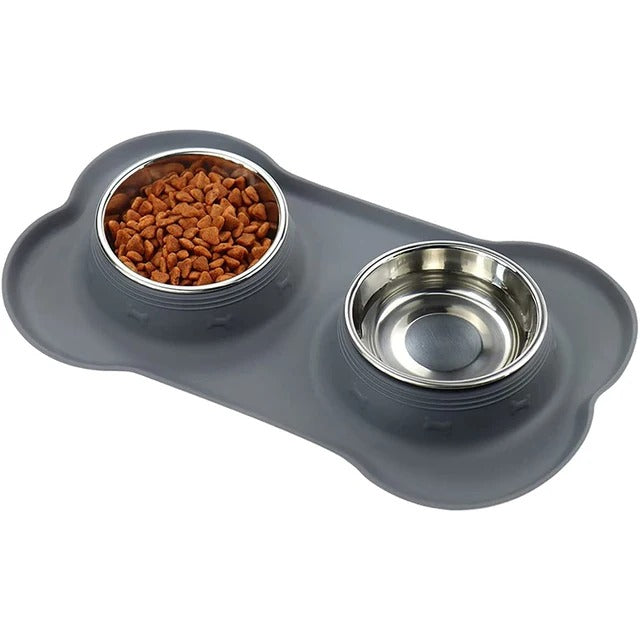 Duo de Gamelles Inox avec Tapis Antidérapant – Repas Sans Salissures