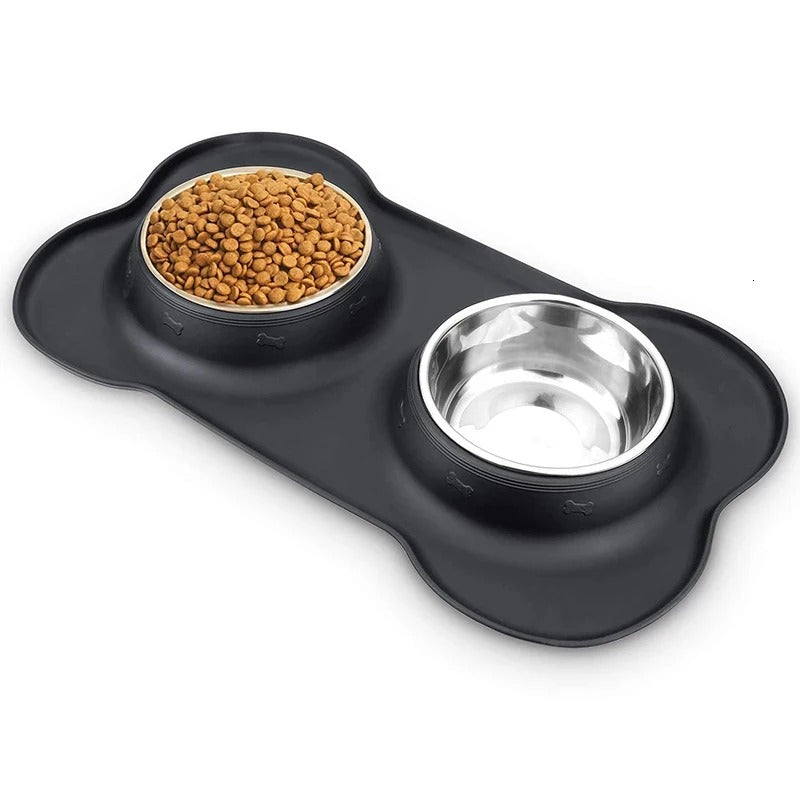 Duo de Gamelles Inox avec Tapis Antidérapant – Repas Sans Salissures