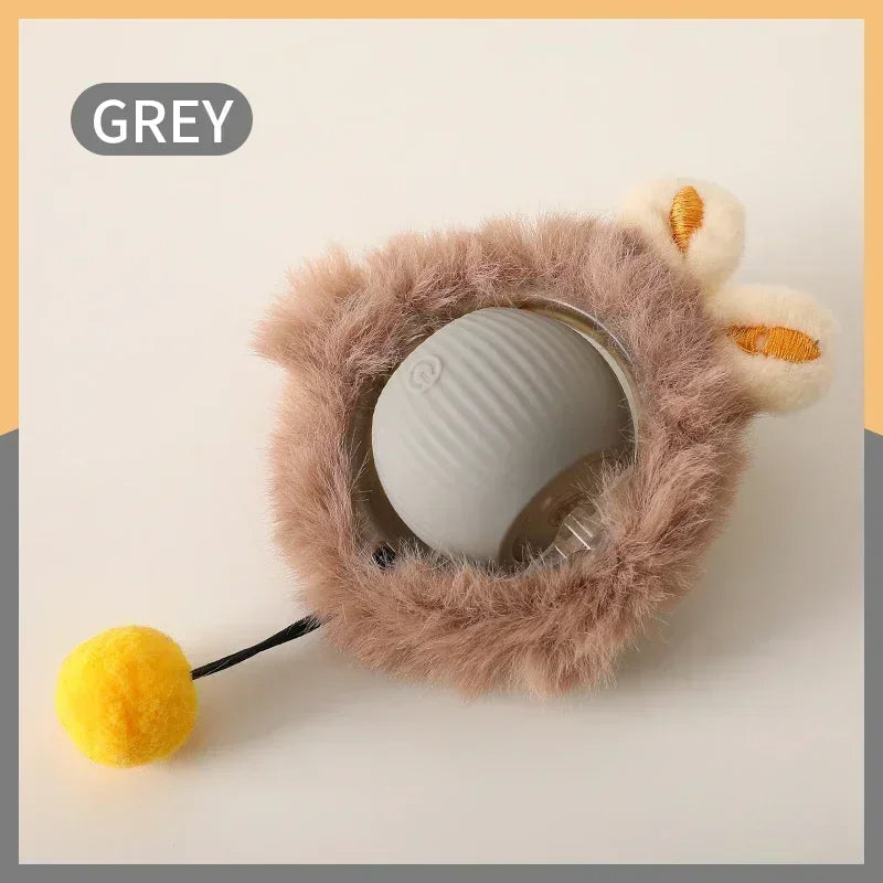 Balle interactive roulante avec fourrure pour chien – Jeu actif et stimulant