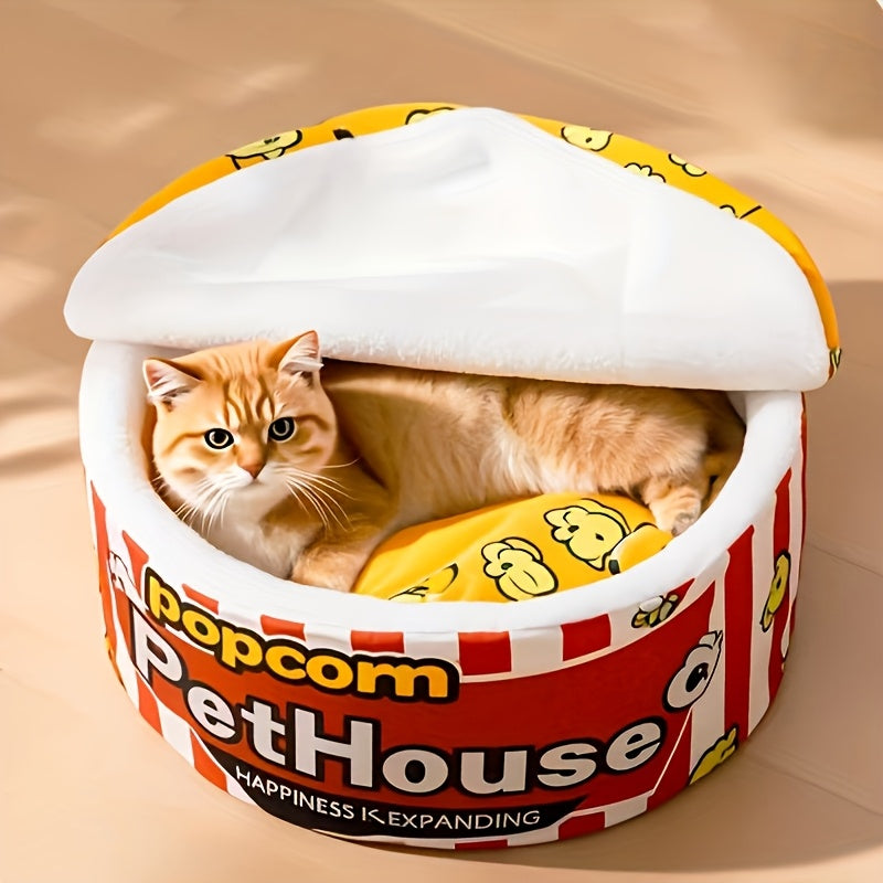Panier Douillet pour Chats en Forme de Popcorn