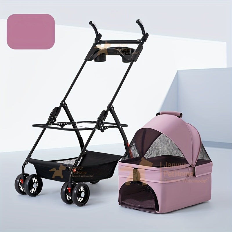 Poussette Pliable avec Panier Détachable pour Animaux