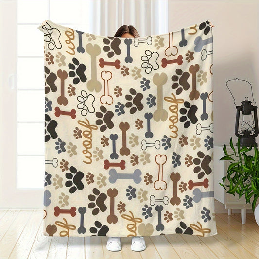 Couverture Flanelle Motif Pattes & Os – Chaude, Douce et Multi-Usages