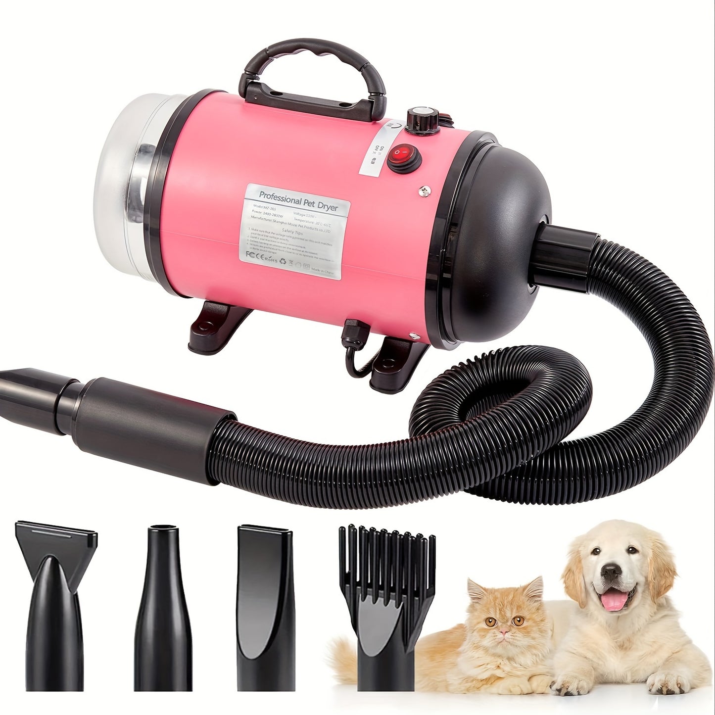 Pulseur Professionnel Silencieux – 4 Embouts & Tuyau 2,5 m