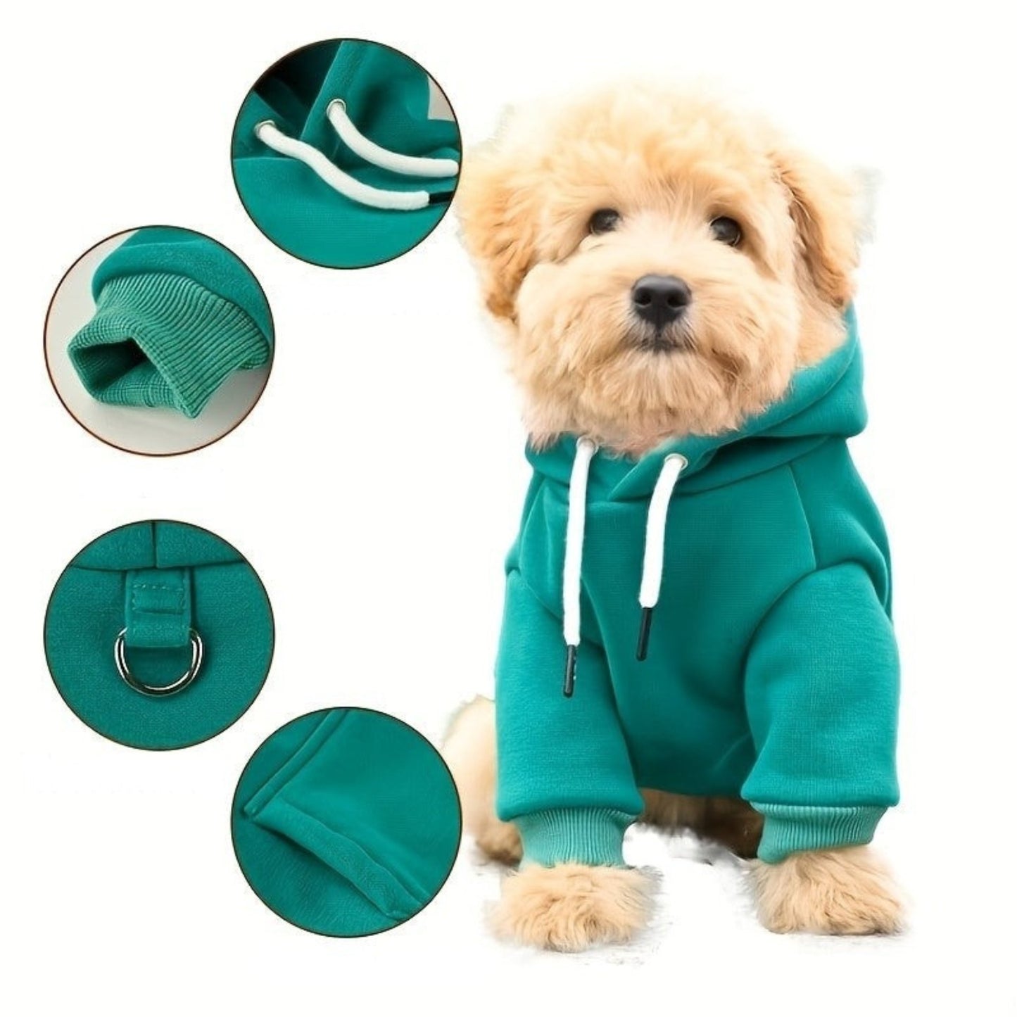 Sweat à Capuche Vert pour Petit Chien