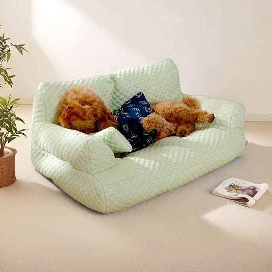 Canapé Vert Rafraîchissant en Tissu pour Chien