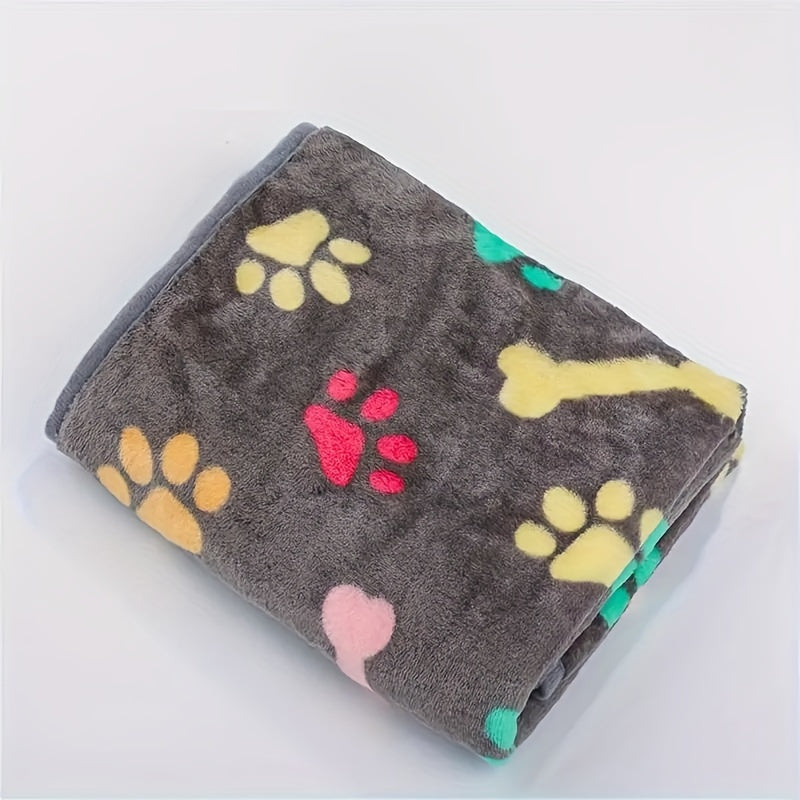 Couverture Flanelle Ultra Douce à Motifs Pattes et Os pour Chien