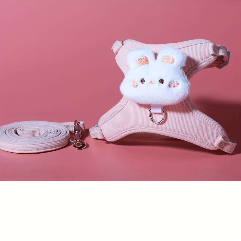Harnais Réglable pour Chat avec Laisse et Motif Peluche