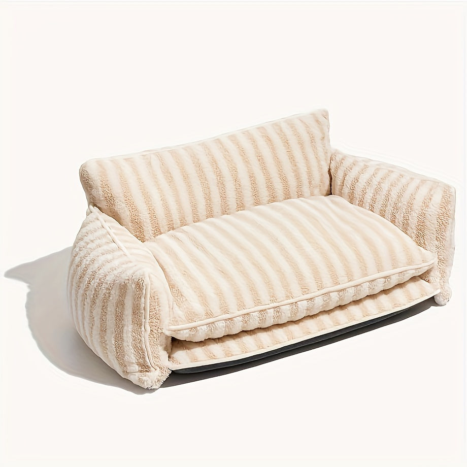 Canapé Double Coussin à Rayures pour Chien et Chat