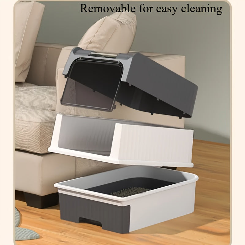 Grande Maison de Toilette pour Chat – Bac à Litière avec Tiroir et Pelle