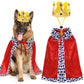 Costume Royal avec Cape et Couronne pour Chiens Moyens