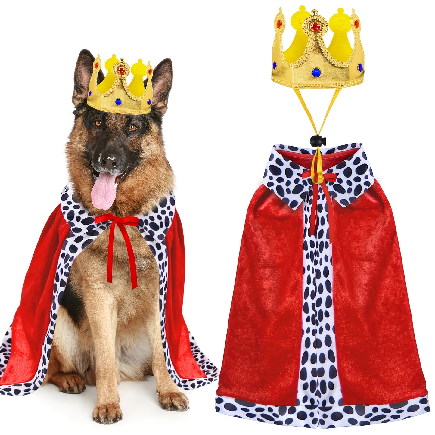 Costume Royal avec Cape et Couronne pour Chiens Moyens