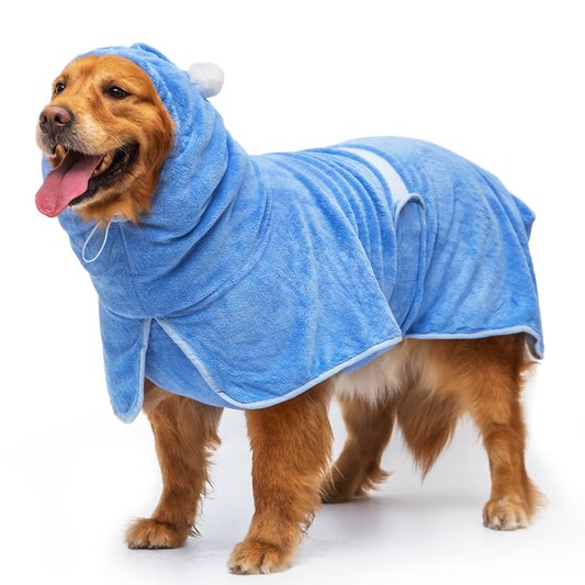 Peignoir de Bain Ultra-Absorbant à Capuche pour Grand Chien