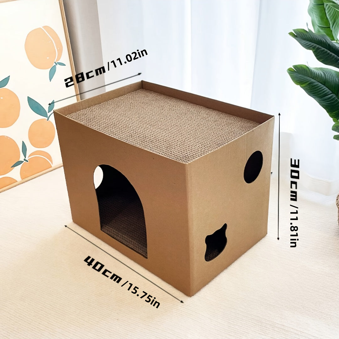 Maison en Carton avec Griffoir Intégré pour Chat