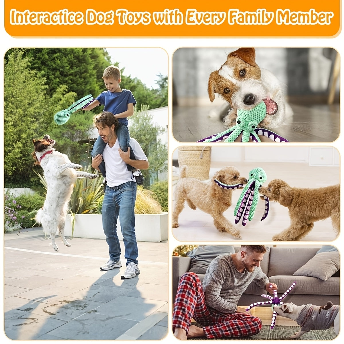 Pieuvre Sonore en Peluche pour Chiens