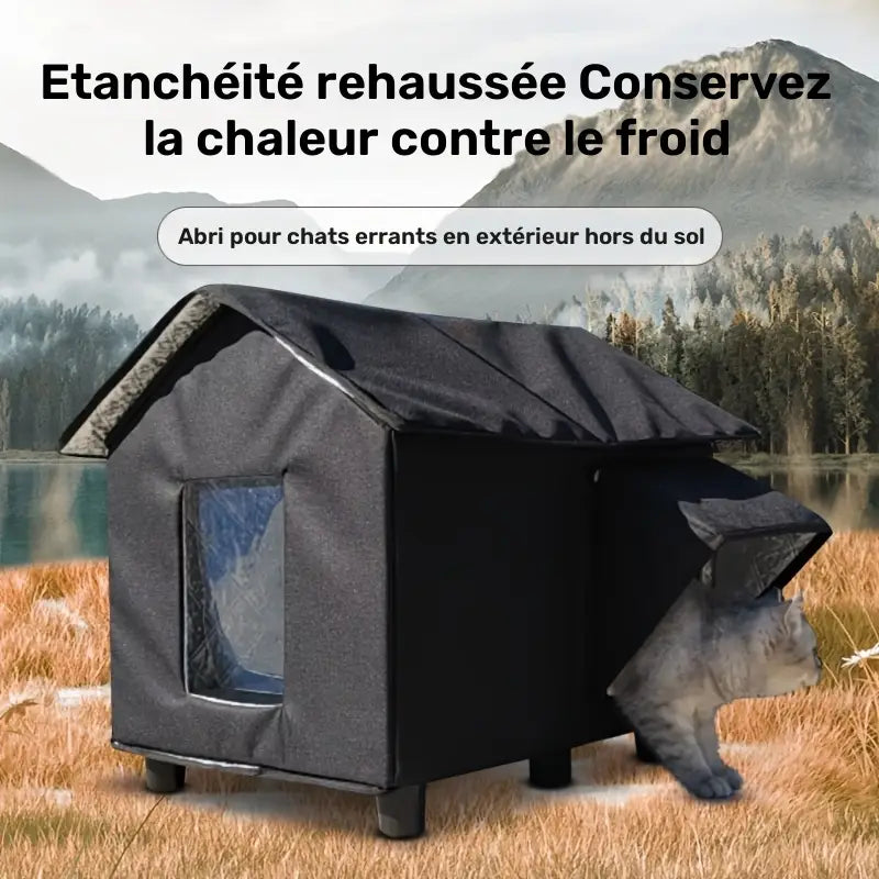 Maison Imperméable Noire pour Chats et Petits Chiens