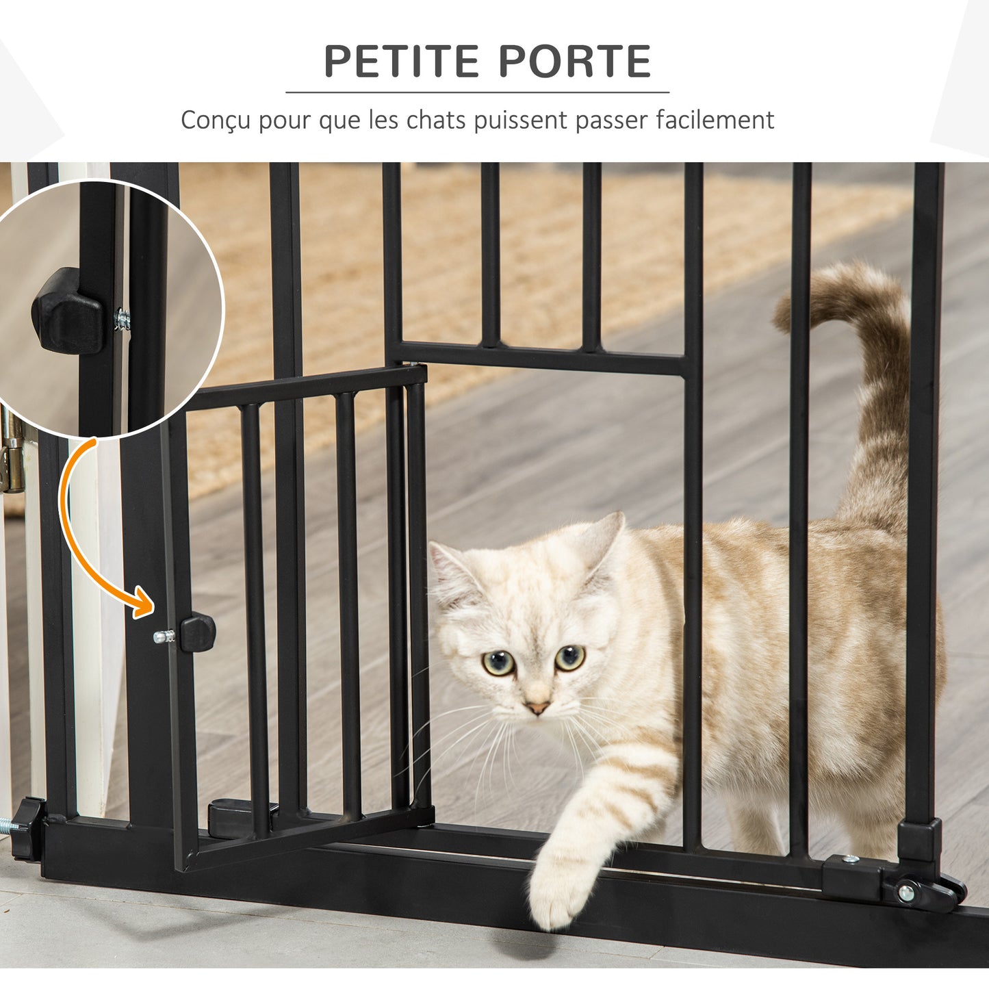 Barrière Sécurité Animaux en Acier Noir – 104x4 à 80 cm
