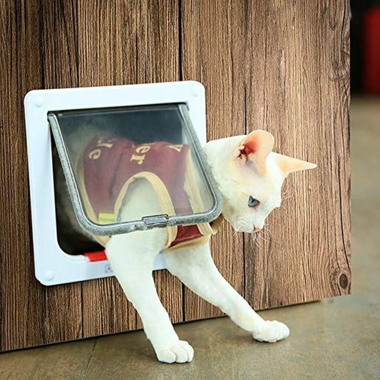 Porte pour Chat et Petit Chien avec Verrouillage 4 Positions – Installation Mur ou Porte