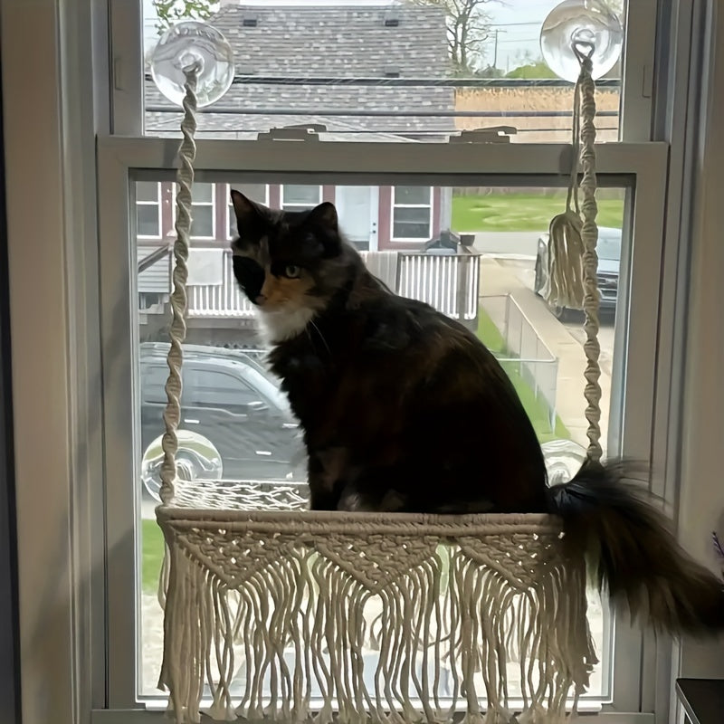 Hamac de Fenêtre en Macramé pour Chat