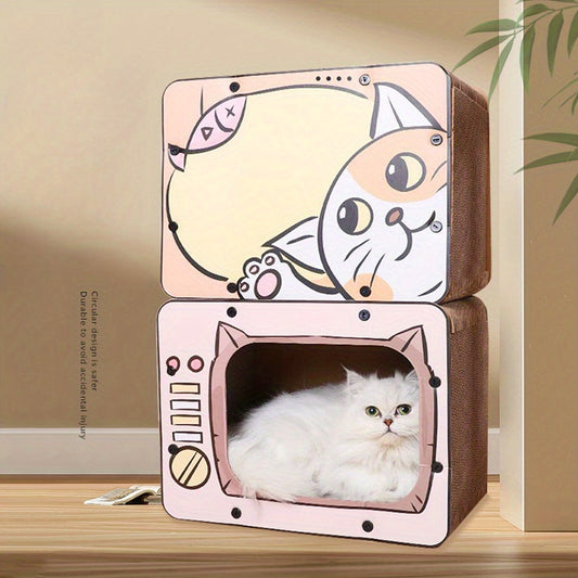 Masion Griffoir pour Chat Design TV en Carton Durable
