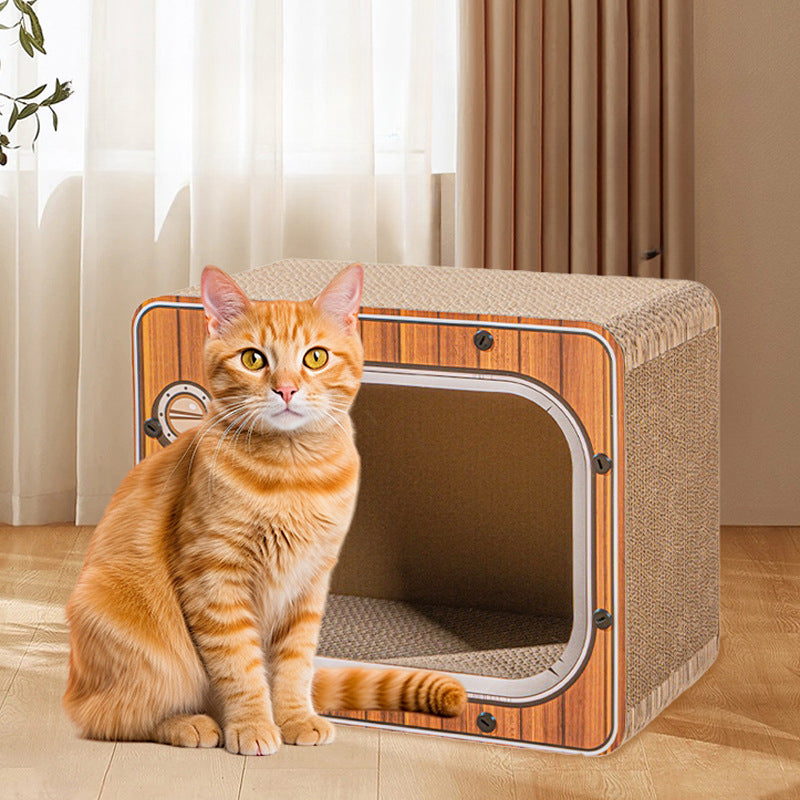 Masion Griffoir pour Chat Design TV en Carton Durable