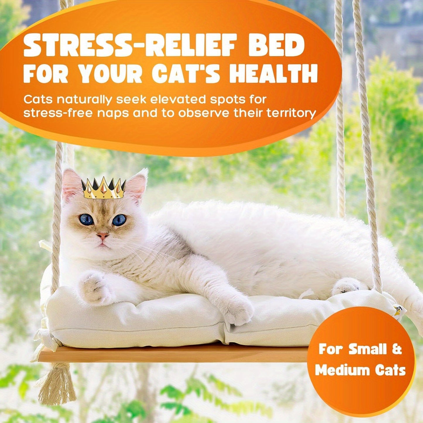 Hamac de Fenêtre en Bois avec Coussin Douillet pour Chats