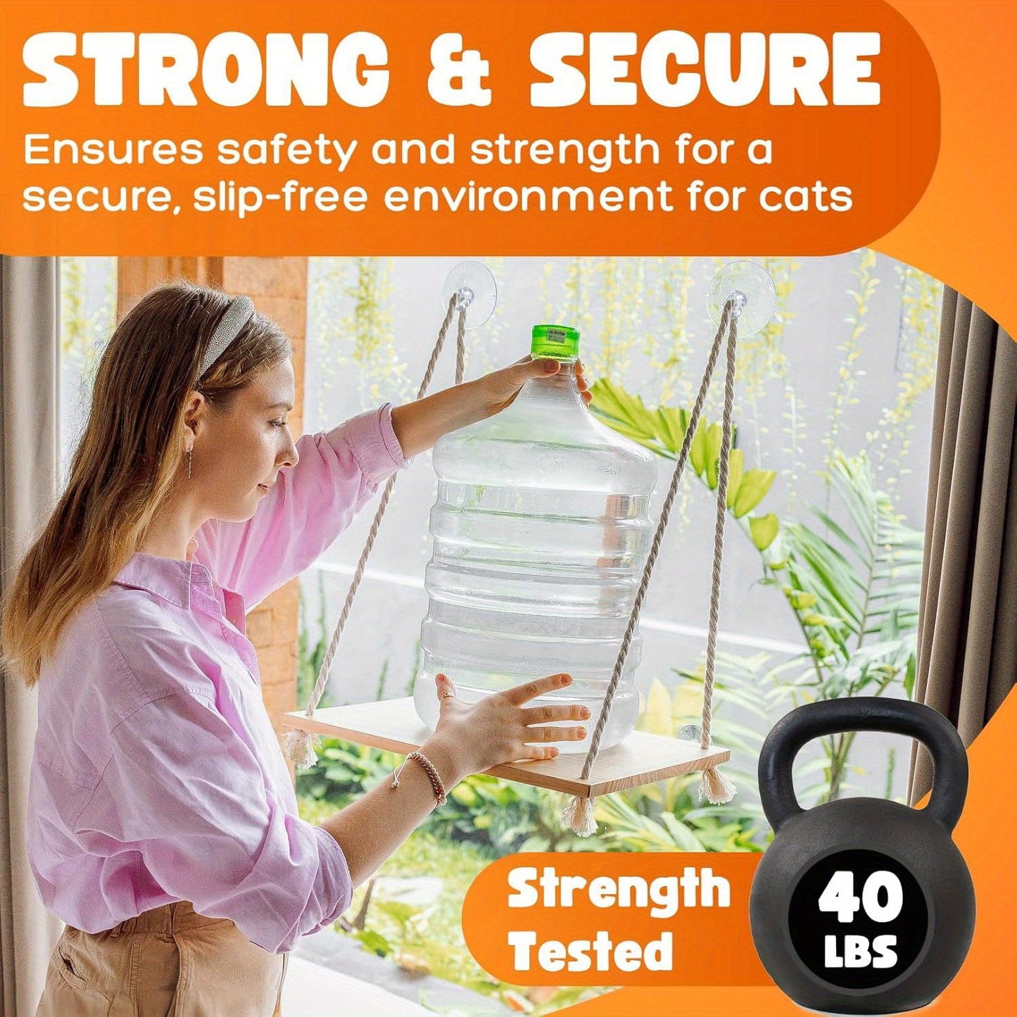 Hamac de Fenêtre en Bois avec Coussin Douillet pour Chats