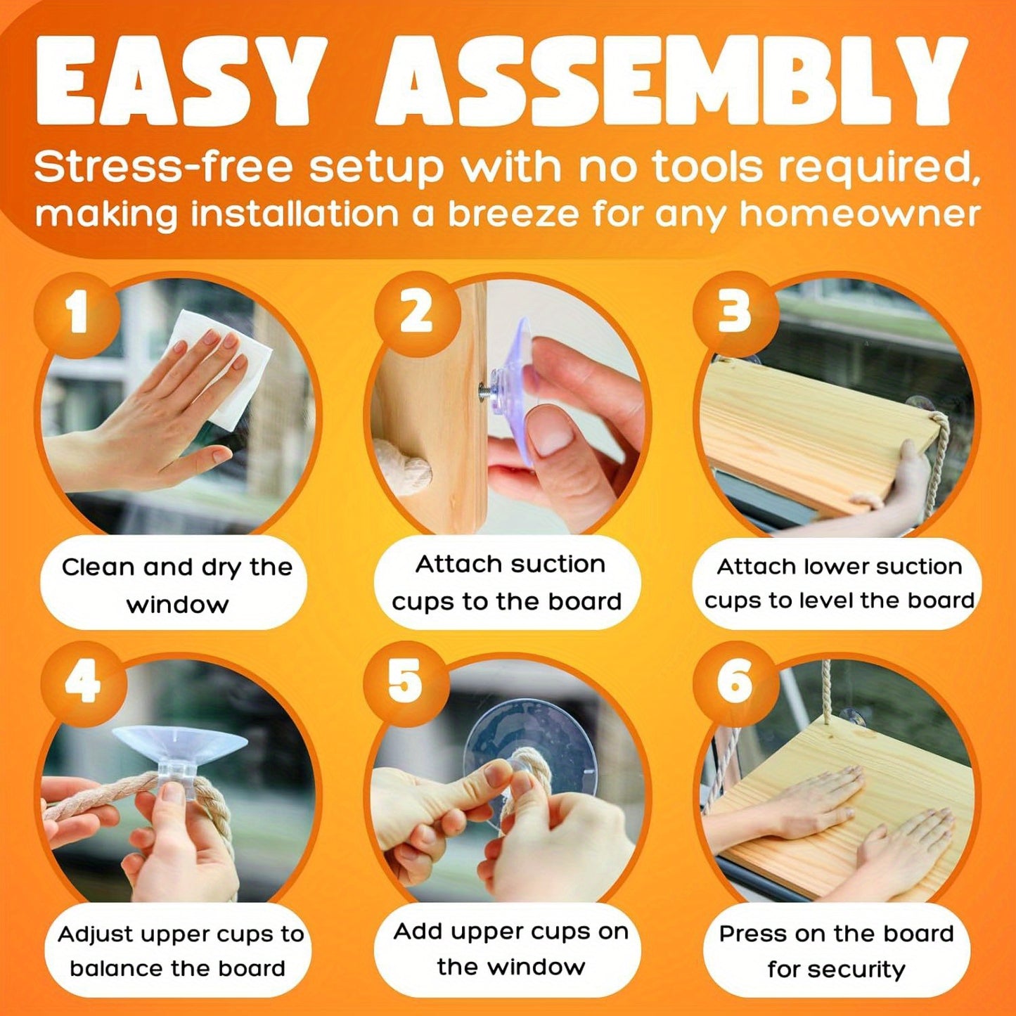 Hamac de Fenêtre en Bois avec Coussin Douillet pour Chats