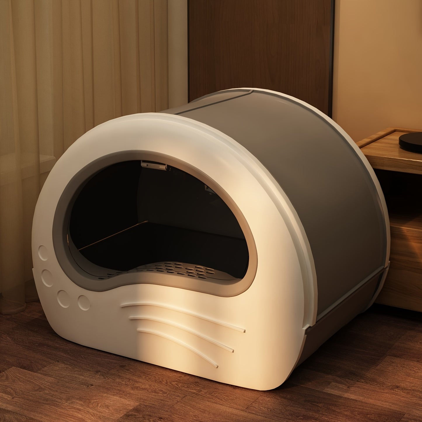 Bac à Litière Fermé Ovale Anti-Odeurs avec Pelle